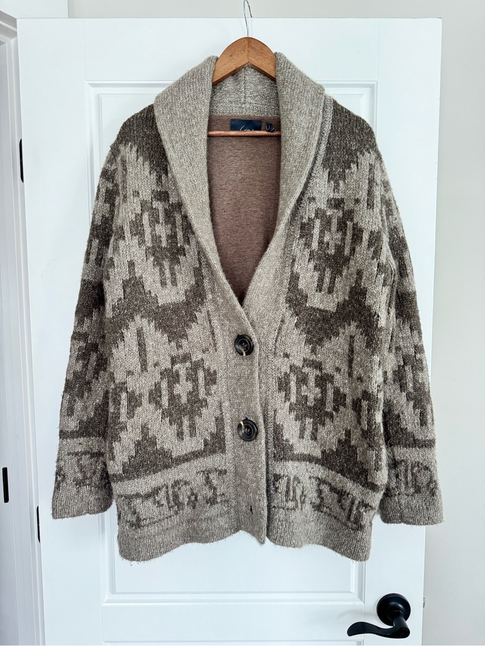 Cozy Shawl Collar Knit Cardigan in Taupe and Brown